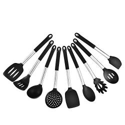 9 Pcs Silicone Cooking Utensils Sets, Kitchen Silicone Kitchenware Spoon Nonstick Cookware Shovel