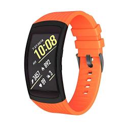 NotoCity Compatible Samsung Gear Fit2 Pro Band Solft Silicone Gear Fit2 Watch Strap for Samsung Gear Fit2 Pro Smartwatch Bans(Orange, Large)