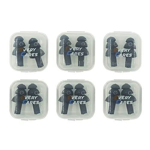 Every Cares Silicone Swimming Earplugs, 6 Pairs, Comfortable, Waterproof, Ear Plugs Swimming Showering Case