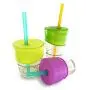 Silikids Universal Silicone Straw Lids, BPA-Free Cup Covers for Kids (Lime/Green/Purple)