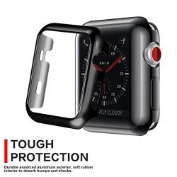 vanki Case Compatible with Apple Watch Case Series 3 Thin PC iWatch Protective Cover for 38mm 42mm (38mm, Black)