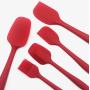 JunbosiKitchenware Silicone Shovel Brush Size Scraper Red Black Kitchenware Set of 5 Scraper Set,Red