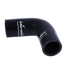 Hiwowsport 4-Ply High Performance 90 Degree Elbow Coupler Silicone Hose for Auto (1.5"(38mm), Black)