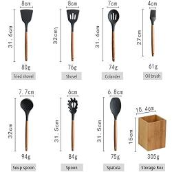 Sowoll Silicone Kitchenware Cooking Set Good Spatula Heat-Resistant Soup Spoon Non-Stick Special Cooking Shovel Kitchen Tools,7Pcs Set With Holder