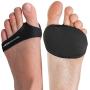 Fabric Metatarsal Pads - Ball of Foot Cushion Sleeves Burning Sensations Forefoot Blisters Metatarsalgia Pain Relief Foot Health Care Tight Fitting Feet - Gel Pads for Men Women - Black