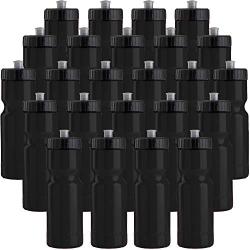 50 Strong Sports Squeeze Water Bottle Bulk Pack - 24 Bottles - 22 oz. BPA Free Easy Open Push/Pull Cap - Made in USA - Great for Adults & Kids - Top Rack Dishwasher Safe - Fits in Bike Cage