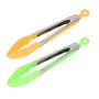 GLYNDA 2Pcs Stainless Steel Nylon Kitchen Tongs BBQ Tongs Utility Tong Cooking Heat Resistant Kitchen Accessories Yellow