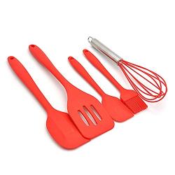 Yuybei-Home Silicone kitchenware 5-Piece Silicone Baking Set Durable Silicone Heat Resistant 446°F Seamless Non-Stick Kitchen Mixing Cooking Baking Utensils Nonstick Heat Resistant Tools