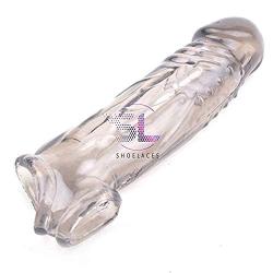 Flesh Silicone penile Condom ExTander expands Male Chastity Toys Lengthen Cock Sleeves-cl