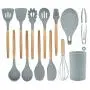 Silicone kitchenware And Durable Bamboo And Wood Handle Non-stick Cookware Heat-resistant Food Grade Silicone Kitchen Utensils Set Of 13 Cooking Utensils Set Our Silicone Kitchen Utensils