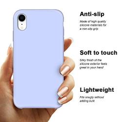 Anuck iPhone XR Case, Anti-slip Liquid Silicone Gel Rubber Bumper Case with Soft Microfiber Lining Cushion Slim Hard Shell Shockproof Protective Case Cover for Apple iPhone XR 6.1" 2018 - Light Purple