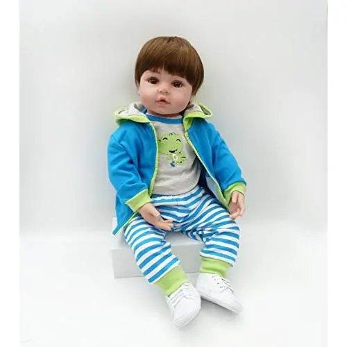 Binxing Toys Reborn Baby Dolls Cute Newborn Boy and Girl Silicone Weighted Body Realistic Reborn Dolls18 Inch Beautiful Outfits Set Great Birthday Gifts for School Children (70308)