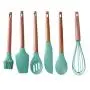 Idiytip 6 Pcs/set Wooden Handle Silicone Kitchenware Kitchen Home Cooking Shovel Spoon Set