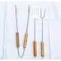 3PCS Set Barbecue Picnic Fork Knife Clamp Camping BBQ Tool Set