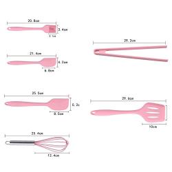 Kitchenware Silicon - Pink Silicone Cookware Sets 6 Pieces Egg Beater Spoon Clip Spatula Oil Brush Ware Dresses - Vegetable Santa Melon Spatula Utensil Brush Ware Silicon New Pink Pink Gi