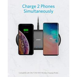 Anker Wireless Charger, PowerWave 10 Dual Pad, Qi Certified, 7.5W for iPhone 11, 11 Pro, 11 Pro Max, XS Max, XR, XS, X, 8, 8 Plus, 10W for Galaxy S10 S9 S8, Note 10 Note 9, DC Adapter Included