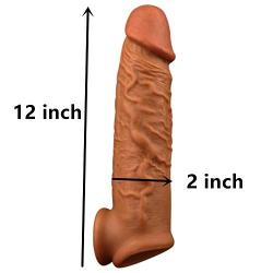 Skin Silicone Cóndom 12INCH Coffee Reusable Pênnís Sleeve Enlargement Toys for Men Chástity Clítoris Stímulator Pênnís Rings Delivery Discreet