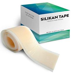 Silikan Soft Premium Silicone Medical Grade Tape 1.6” X 60” Painless No Residue Removal Safe Nontoxic Latex Free Showerproof Flexible Thin Easy Cut to Length Skin Tone Apply Protective S