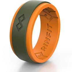 Rinfit Silicone Wedding Ring for Men 1 or 3 Rings Pack. RinfitAir Breathable Design, Silicone Rubber Bands. Mens Wedding Band Size 7-14