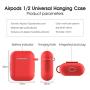 AirPods Case Cover Newest Silicone Skin Cute Full Protective Case Cover with Keychain Compatible with Apple Airpods 2 & 1 Wireless Charging Case, Airpods Accesssories (Red)