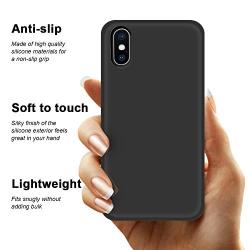 iPhone Xs Case, iPhone X Case, Anuck Soft Silicone Gel Rubber Bumper Case Anti-Scratch Microfiber Lining Hard Shell Shockproof Full-Body Protective Case Cover for iPhone X/Xs 5.8" 2018 - Black