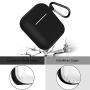 Airpods Case, Music tracker Protective Thicken Airpods Cover Soft Silicone Chargeable Headphone Case with Anti-Lost Carabiner for Apple Airpods 1&2 Charging Case (Black)