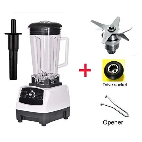 Eu/Uk/Us/Au Plug 3Hp 2200W 2L Commercial Grade Professional Ice Smoothie Blender Mixer Juicer Food Processor 220V/110V,White Bladedrivetool,Uk Plug