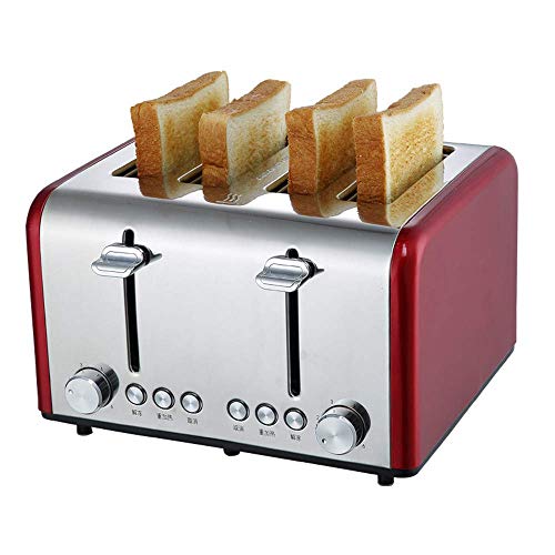 4 slice toaster stainless steel, 6-speed professional temperature control,30 seconds rapid heating,Red