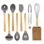 RICH Cooking Utensils Set,Wooden Handle Silicone Cookware Set,Non Stick kitchenware Set,Include Spatula, Shovel, Egg Beater, Spoons, Clip, Pasta Fork etc.