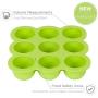 KIDDO FEEDO Baby Food Storage Container and Freezer Tray with Silicone Clip-On Lid - 9x2.5oz Easy-Out Portions - BPA Free/FDA Approved - Free EBook by Award-Winning Author/Dietitian - Green