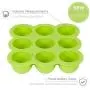 KIDDO FEEDO Baby Food Storage Container and Freezer Tray with Silicone Clip-On Lid - 9x2.5oz Easy-Out Portions - BPA Free/FDA Approved - Free EBook by Award-Winning Author/Dietitian - Green