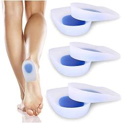 Silicone Gel Heel Cups for Heel Pain - Heel Protectors Shoe Inserts Women for Plantar Fasciitis, Sore Heel Pain, Bone Spur and Achilles Pain - Heel Pads and Heel Cushions Support 3 Pairs (Small)