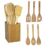 Kitchen Cooking Tools Sets - 2019 6 Pieces Bamboo Spoon Spatula Utensil Wooden Cooking Mixing Set - Cooking Tool Kitchen Silicone Utensils Wood Sets Tools