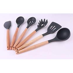 JunbosiKitchenware Silicone Kitchenware Set of 9 Nonstick Cookware Spoon Tool Set Shovel Soup Fishing Hedgeware Green Cooking Cookware