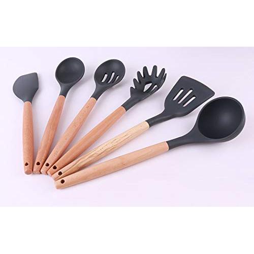 JunbosiKitchenware Silicone Kitchenware Set of 9 Nonstick Cookware Spoon Tool Set Shovel Soup Fishing Hedgeware Green Cooking Cookware