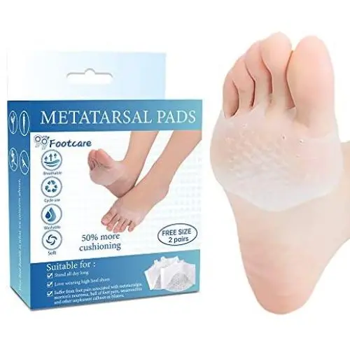 50% More Cushioning Metatarsal Pads, Pain Relief Ball of Foot Cushions - 2 Pairs - Breathable Forefoot Pads for Mortons Neuroma - Soft Gel Cushioning Shoe Inserts for Running Hiking Dancing