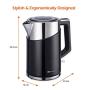 YCCCC Electric Cordless Quick Boiling Stainless Steel Kettle, Double Wall Insulation and Silicone Closure with Boil Drying Protection - 1.7 Liters,White