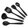 5pcs/set Silicone Kitchen Utensils, Cooking Tool Set, Heat Resistant Silicone Kitchenware, Non Stick Easy To Clean Kitchen Baking Tools,Truner,Spoon(Black)