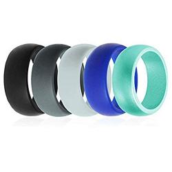 Oyaface 8MM Silicone Wedding Ring Men Affordable Silicone Rubber Band, 4 Pack,5Pack