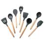 Kitchen Small Kitchen Set Wooden Handle 11-Piece Non-Stick Pan Silicone Spatula Kitchenware Set Home Kitchen Cooking, Kitchenware