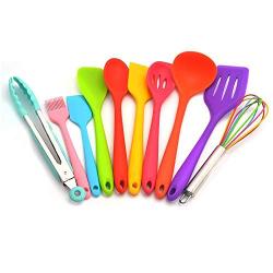 Silicone Kitchenware - Color Silicone Kitchenware Set of 10 Sets, Cooking Kitchen Gadgets, Cooking Shovel Spoons for Non-stick Cookware