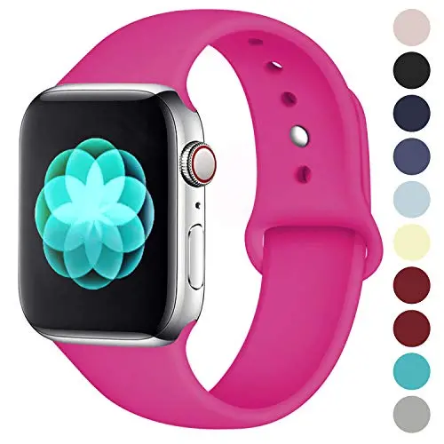 ilopee Band Compatible with Apple Watch 40mm 44mm 38mm 42mm, Waterproof Durable Silicone Sport Strap for iWatch Series 5 4 3 2 1 for Women/Men, S/M M/L