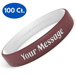 Reminderband 100 Custom Luxe Silicone Wristbands - Personalized Customizable Silicone Rubber Bracelets - Customized for Motivation, Events, Gifts, Support, Fundraisers, Awareness - Men, Women, Kids