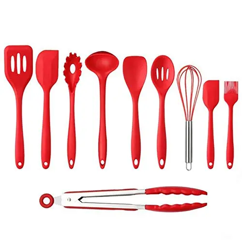 Kitchen Utensil Set Silicone 10 Pack Kitchenware High Temperature Silicone Kitchenware Nonstick Cookware Set,Black