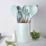Utensils tools| 11Pcs/Set Light Green Color Silicone Kitchenware Set With Wooden Handle 12.5X12.5X33.5Cm | By ALILA