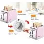 QIN.J.FANG-Kitchen 2-Slice Toaster Stainless Steel, 6-speed professional temperature control Removable Crumb Tray, 220V,Red