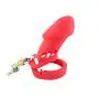 FeiGu Silicone Chastity Cage Device for Male Penis Exercise Sex Toys Fetish Erotic 4(Long,red)