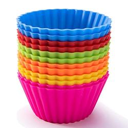 Silicone Baking Cups, Jumbo Cupcake Liners Large 3.54 inch Resusable Muffin Cups Non-stick Muffin Liners Cupcake Baking Cups Stand Alone Cupcake Holder, 12Packs in 6 Rainbow Colors