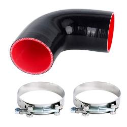 Hiwowsport 90 Degree 4-Ply High Performance Elbow Coupler Silicone Hose for Auto with T-clamps (3.0"(76mm))