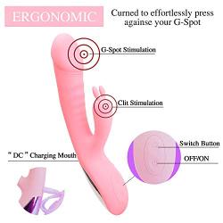 Intelligent Warming G Spot Rabbit Vibrator with 10 Multi-Speed Vibrations for Clitoris Vagina Stimulation,Waterproof Silicone Dildo Vibrator Sex Toys for Couples, Women, Adults